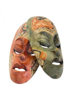 Close-up of two masks