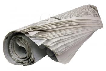 Close-up of a rolled up newspaper