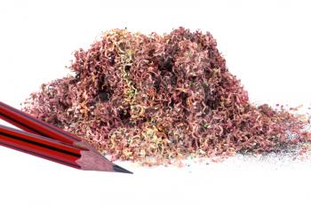 Close-up of pencils with shavings