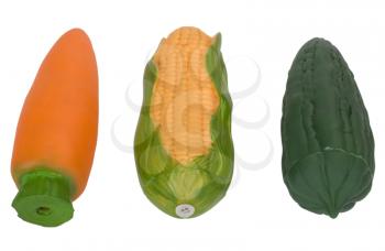 Close-up of assorted toy vegetables
