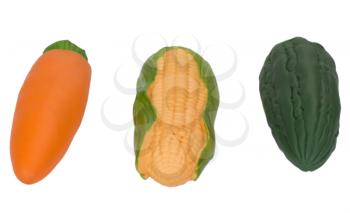 Close-up of assorted toy vegetables