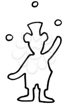 Outline of a teddy bear juggling with balls