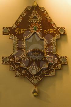 Close-up of an altar mounted on a wall, Gwalior, Madhya Pradesh, India