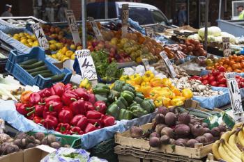 Fruits and vegetables at a market stall, Republic of Ireland