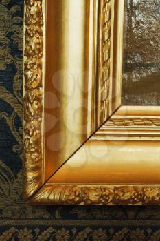 Details of the golden frame of a painting in a museum, Musee du Louvre, Paris, France