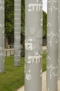 Text written on pillars, Paris, France