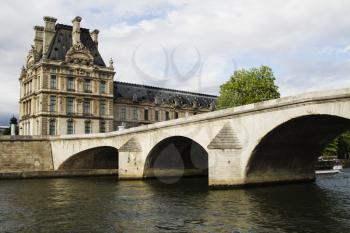 Arch bridge across the river with a palace, Luxembourg Palace, Seine River, Paris, France