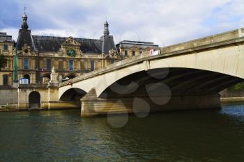 Arch bridge across the river with a palace, Luxembourg Palace, Seine River, Paris, France