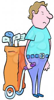 Royalty Free Clipart Image of a Man With a Golf Bag