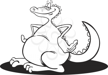 Royalty Free Clipart Image of a Cheerful Dragon for Colouring