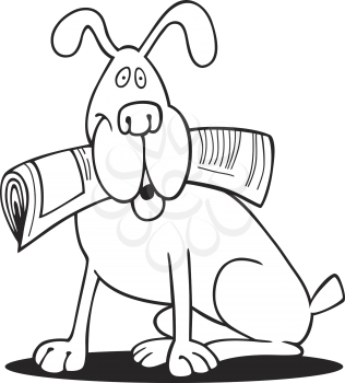 Royalty Free Clipart Image of a Dog With a Newspaper