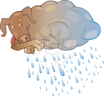 Royalty Free Clipart Image of a Rain Cloud Shaped Like a Dog