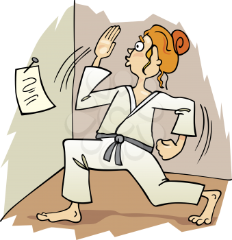 Royalty Free Clipart Image of a Person Doing Karate