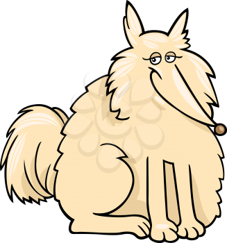 Cartoon Illustration of Funny Purebred Eskimo Dog or Spitz