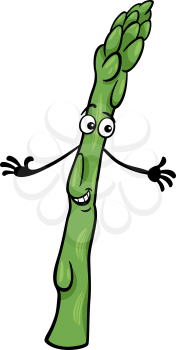 Cartoon Illustration of Funny Comic Asparagus Vegetable Food Character