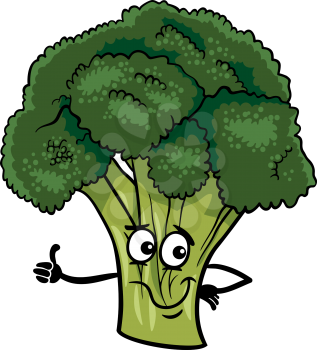 Cartoon Illustration of Funny Comic Broccoli Vegetable Food Character
