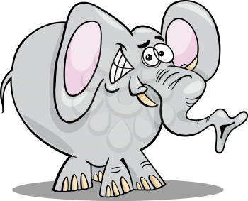 Cartoon illustration of Funny African Elephant Wild Animal