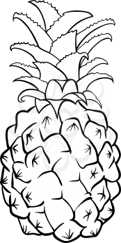 Black and White Cartoon Illustration of Pineapple Fruit Food Object for Coloring Book