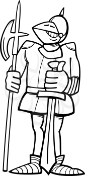 Royalty Free Clipart Image of a Knight Colouring Page