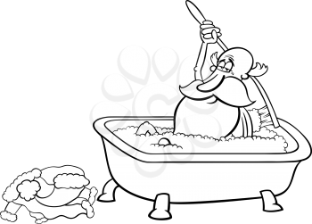 Royalty Free Clipart Image of Santa in the Tub