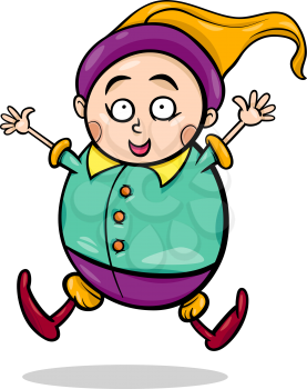 Cartoon Illustration of Happy Gnome or Dwarf