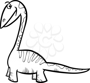 Black and White Cartoon Illustration of Apatosaurus Prehistoric Dinosaur for Coloring Book