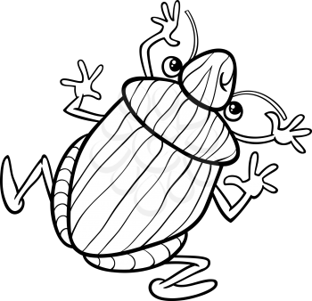Black and White Cartoon Illustration of Funny Shield Bug Insect Character for Coloring Book