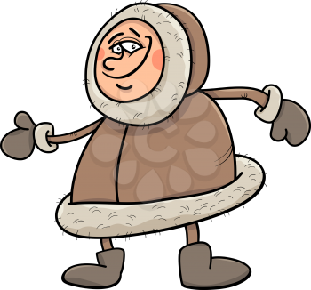 Cartoon Illustration of Funny Eskimo or Lapp Man