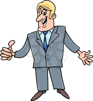 Cartoon Illustration of Happy Man or Businessman with OK Gesture