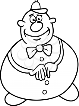 Black and White Cartoon Illustration of Funny Fantasy Character with Bow Tie for Coloring Book
