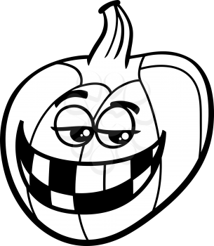 Black and White Cartoon Illustration of Jack Lantern Pumpkin for Coloring Book