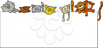 Cartoon Illustration of Cute Cats with Frame or Card Design