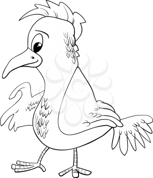 Black and White Cartoon Illustration of Bird Animal Character Coloring Page