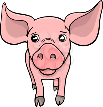 Cartoon Illustration of Cute Little Pig or Piglet Farm Animal Character