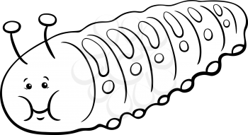 Black and White Cartoon Illustration of Caterpillar Insect Animal Character Coloring Page
