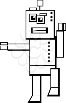 Black and White Cartoon Illustration of Robot Science Fiction Character Coloring Book
