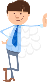 Cartoon Illustration of Man or Businessman Character