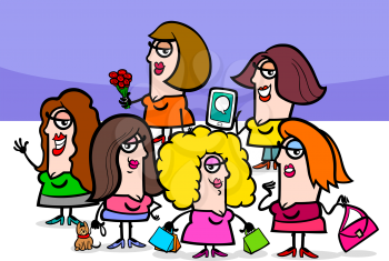 Cartoon Illustration of Comics Women People Characters Group
