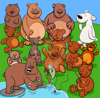 Cartoon Illustration of Bears Animal Characters Group