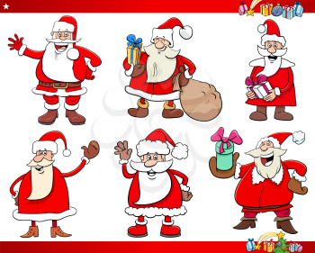 Cartoon Illustration of Santa Claus Christmas Holidays Characters Set