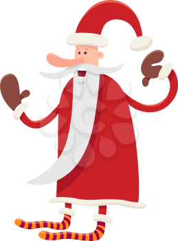 Cartoon Illustration of Funny Santa Claus Character