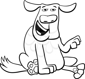 Black and White Cartoon Illustration of Funny Dog Animal Character Coloring Book