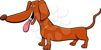 Cartoon Illustration of Funny Purebred Dachshund Dog Animal Character