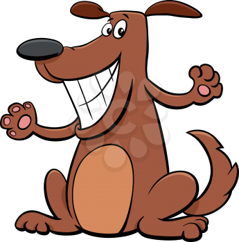 Cartoon Illustration of Happy Dog Pet Animal Character