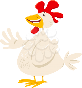Cartoon Illustration of Funny Chicken or Hen Farm Animal Character