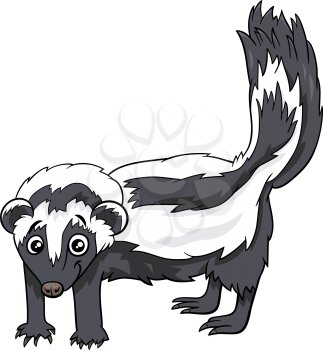 Cartoon illustration of zorilla or striped polecat comic animal character