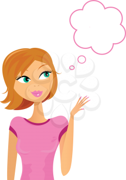 Royalty Free Clipart Image of a Woman With a Thought Cloud