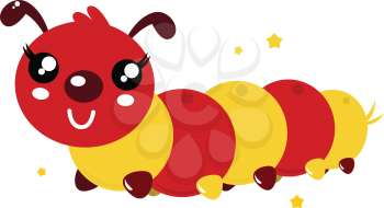 Red an orange caterpillar. Vector cartoon illustration