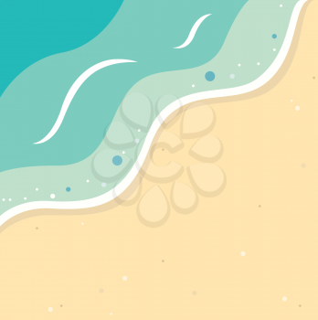 Summer background with beach and ocean waves. Vector