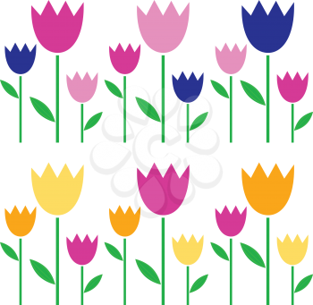 Garden Tulips in fresh colors. Vector Illustration